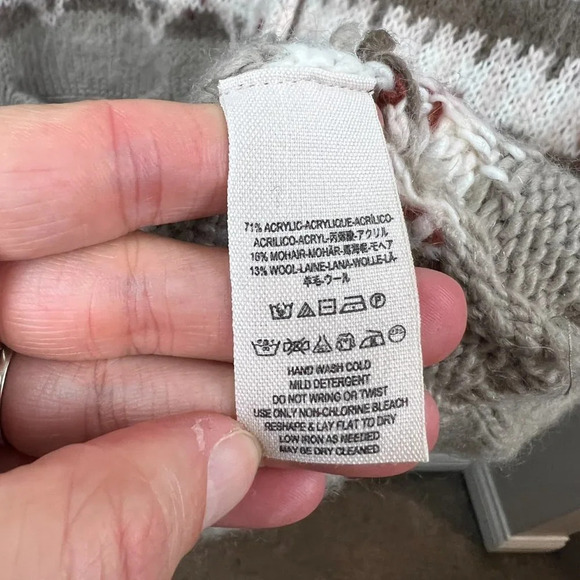 Free People Brown Frosted Fair Isle Cardigan Sweater Small Wool Mohair Blend - Picture 12 of 12